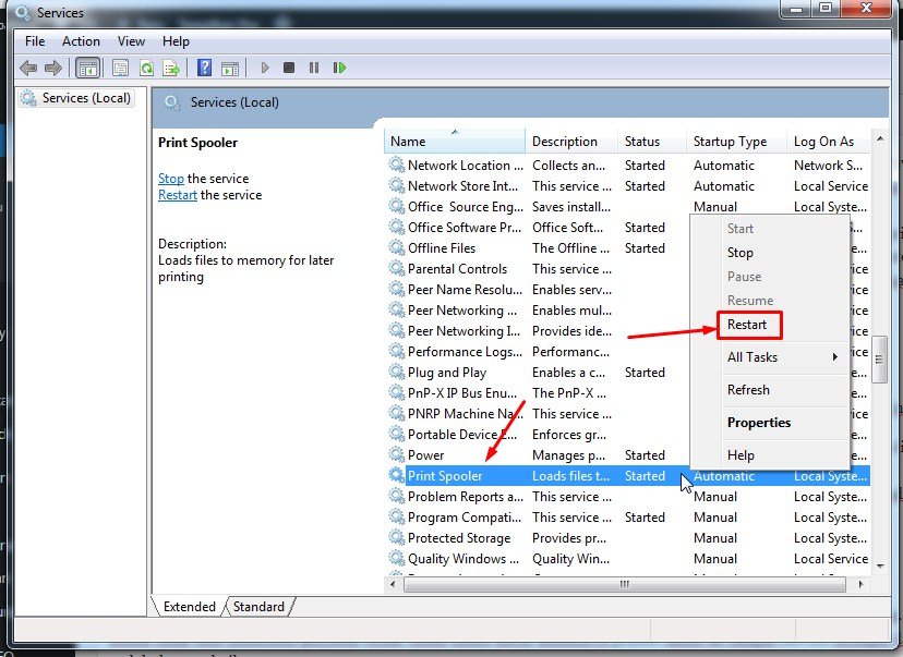 Restart Print Spooler